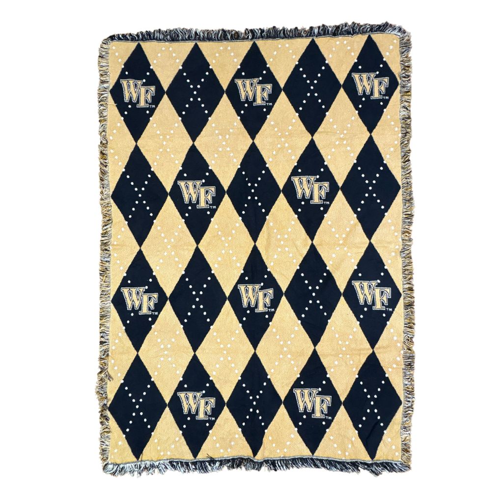 vintageラグ ブランケット マルチカバー タペストリー ウェイクフォレスト大学 アーガイルチェック Rug Blanket College 3691