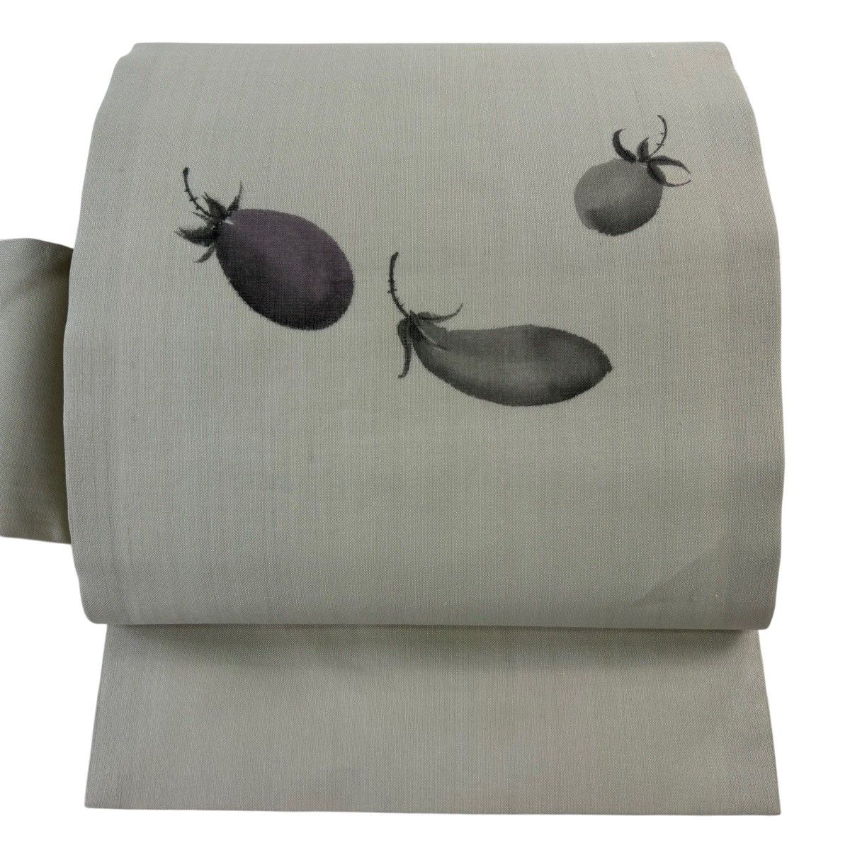 【美品】 名古屋帯 秀品 落款 夏帯 茄子 灰緑 正絹 【中古】
