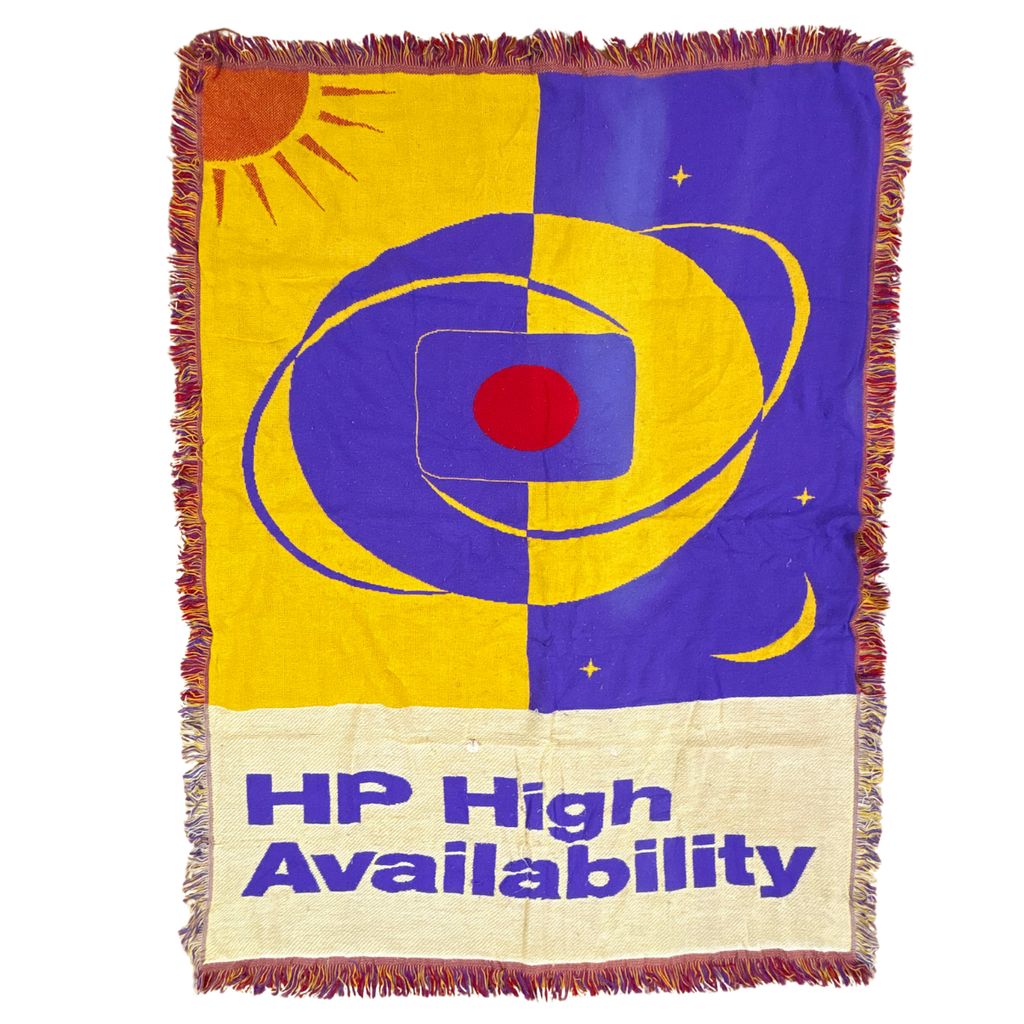 vintageラグ ブランケット マルチカバー タペストリー USA製 企業ロゴ IT 太陽 惑星 Rug Blanket HP Promo 3693