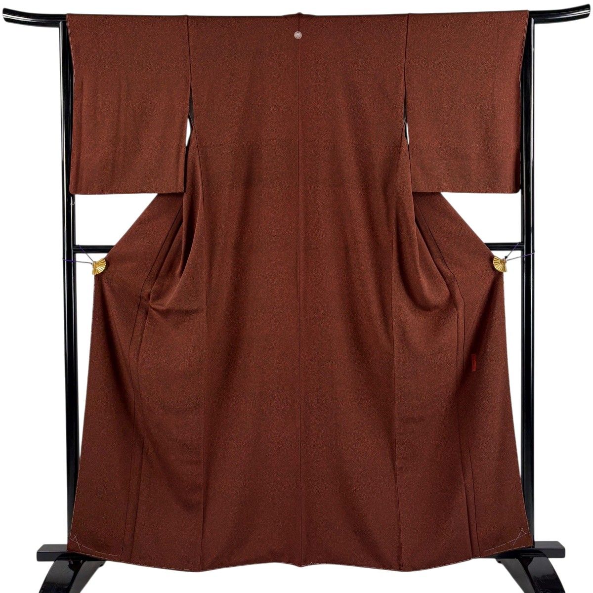 【美品】 江戸小紋 身丈161cm 裄丈64.5cm M 袷 人間国宝 中村勇二郎 落款 鳥 花唐草 赤茶 正絹 名品 一つ紋 【中古】