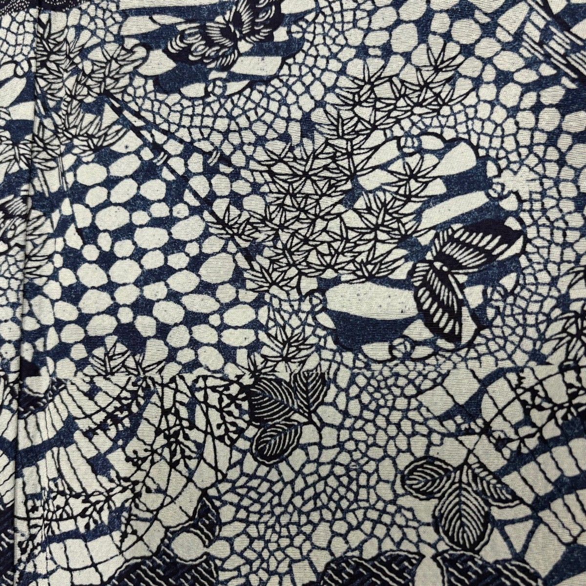 美品】 訪問着 身丈164cm 裄丈68.5cm L 袷 蝶 草花 藍色 正絹 秀品