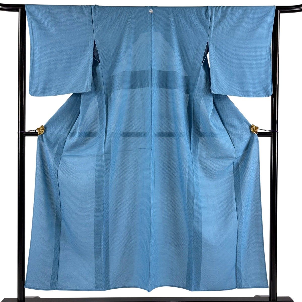 色無地 身丈152cm 裄丈65.5cm M 薄物 絽 水色 正絹 優品 一つ紋 【中古