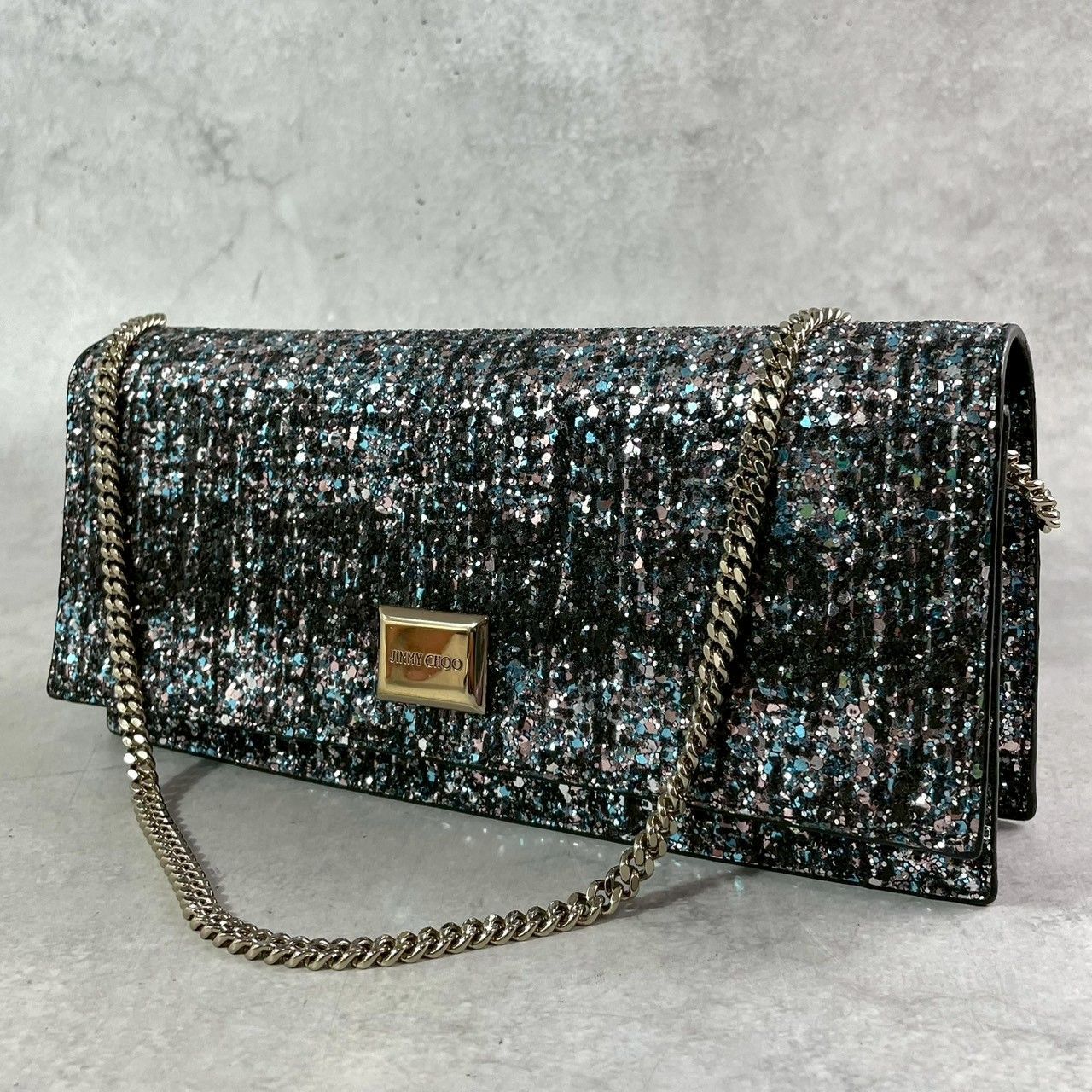 美品✨JIMMY CHOO ジミーチュウ グリッターラメ チェーンショルダー 