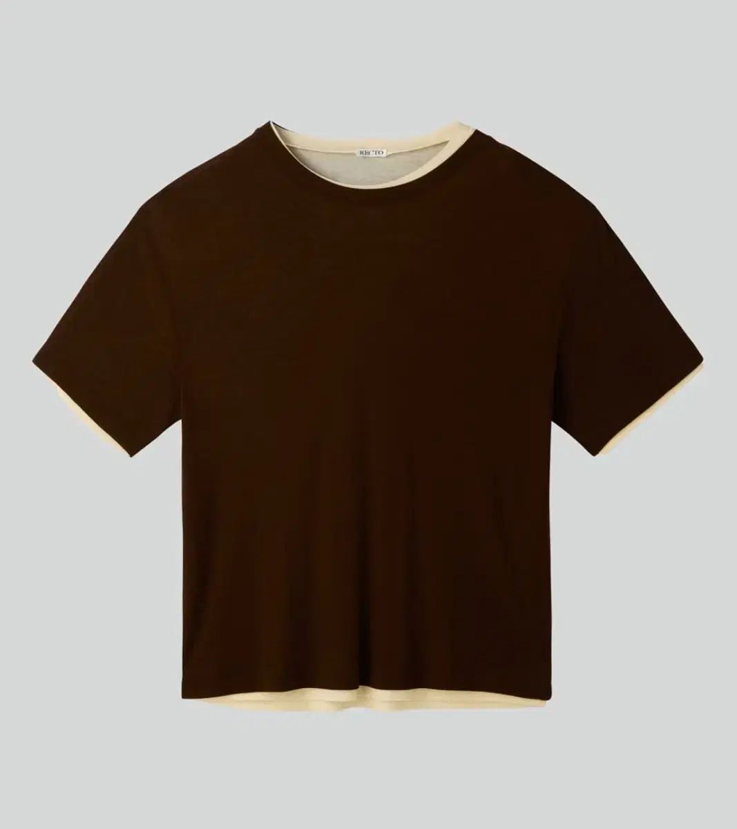 新品 RECTO 25FW レイヤード ウール 半袖 Tシャツ ブラウン 28,310円