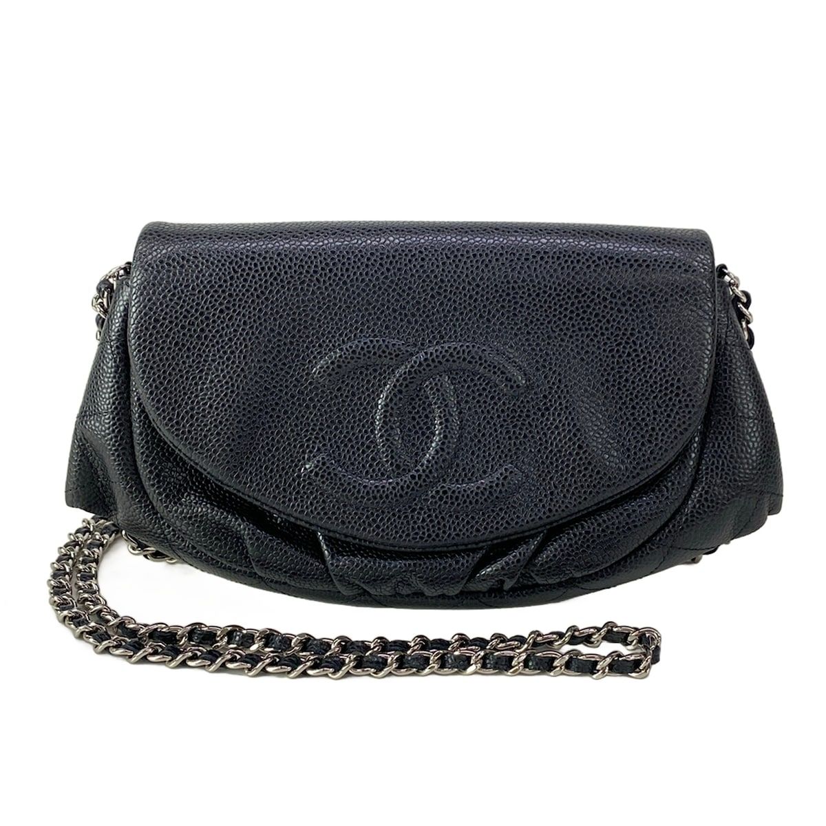 CHANEL(シャネル) 財布 ハーフムーン A40033 黒 チェーンショルダー/シルバー金具/ココマーク