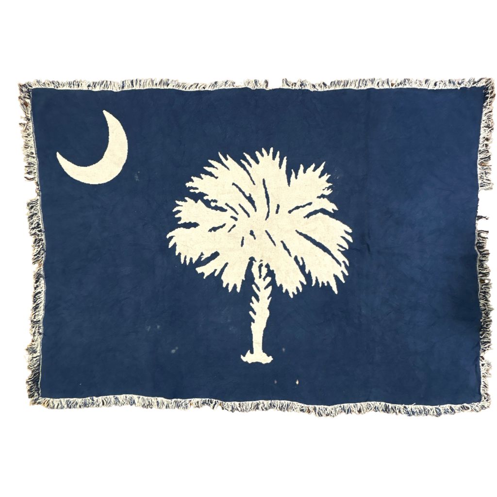 vintageラグ ブランケット マルチカバー タペストリー サウスカロライナ州旗 パルメットヤシ 月 Rug Blanket Flag 3745