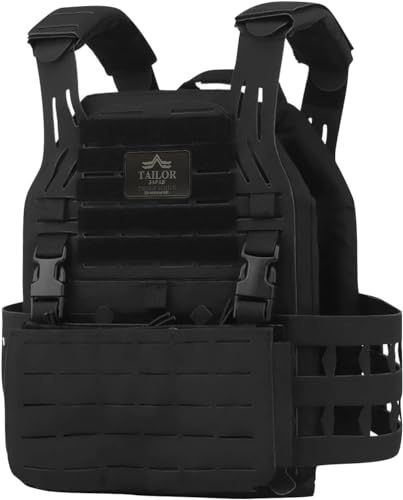 ★新品★[TAILOR JAPAN] 実物ナイロン 軽量 プレートキャリア タクティカルベスト サバゲーベスト マグポーチ付き レーザーカット MOLLE プラウドシリーズ プレミアムモデル (ブラック)