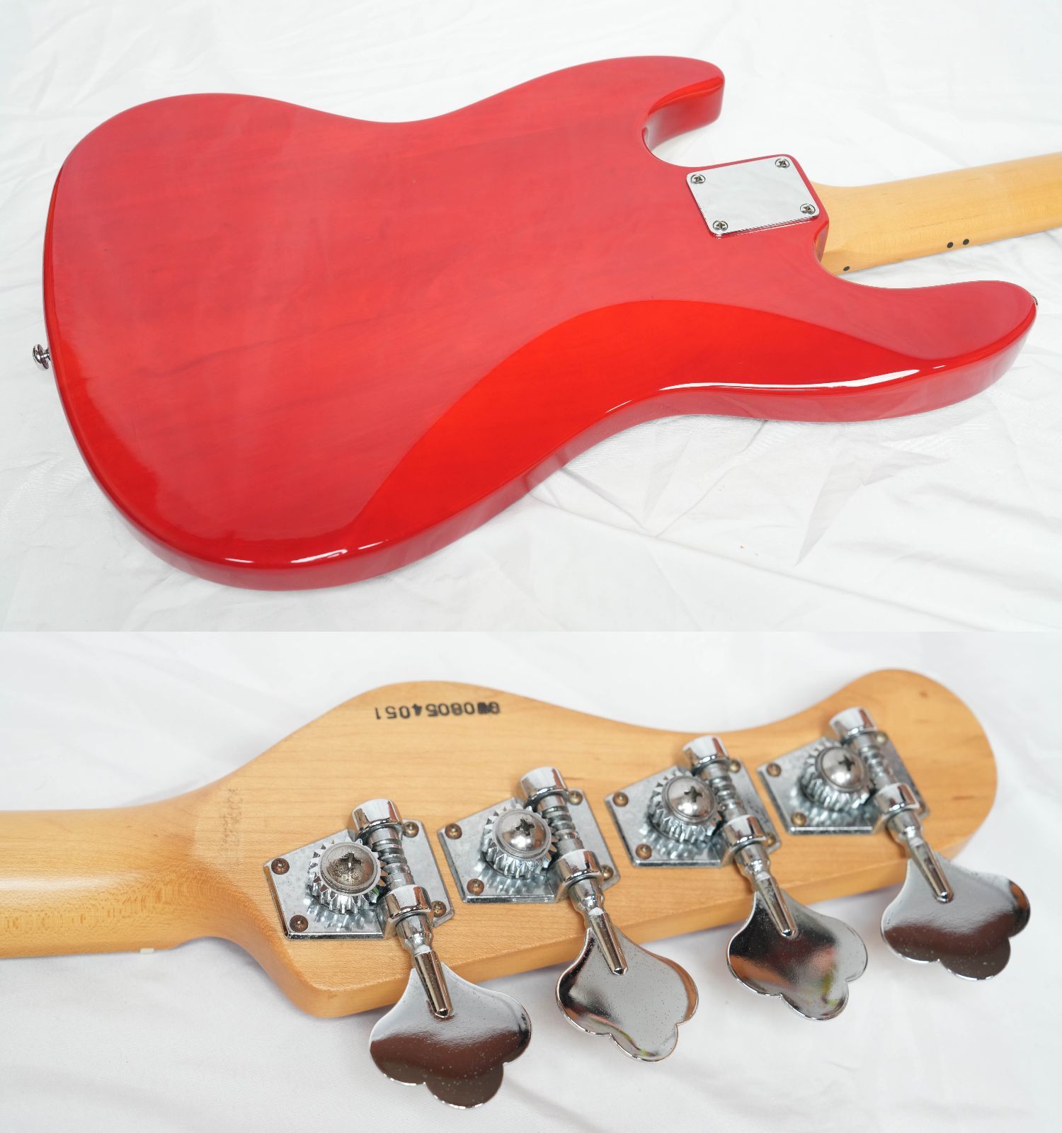 美品！グラスルーツG-T-68BZ BUZZ tetsuya ラルク ベース ☆Grass Roots by ESP G-T-68BZ シースルーレッド 2008年製 ラルクエン