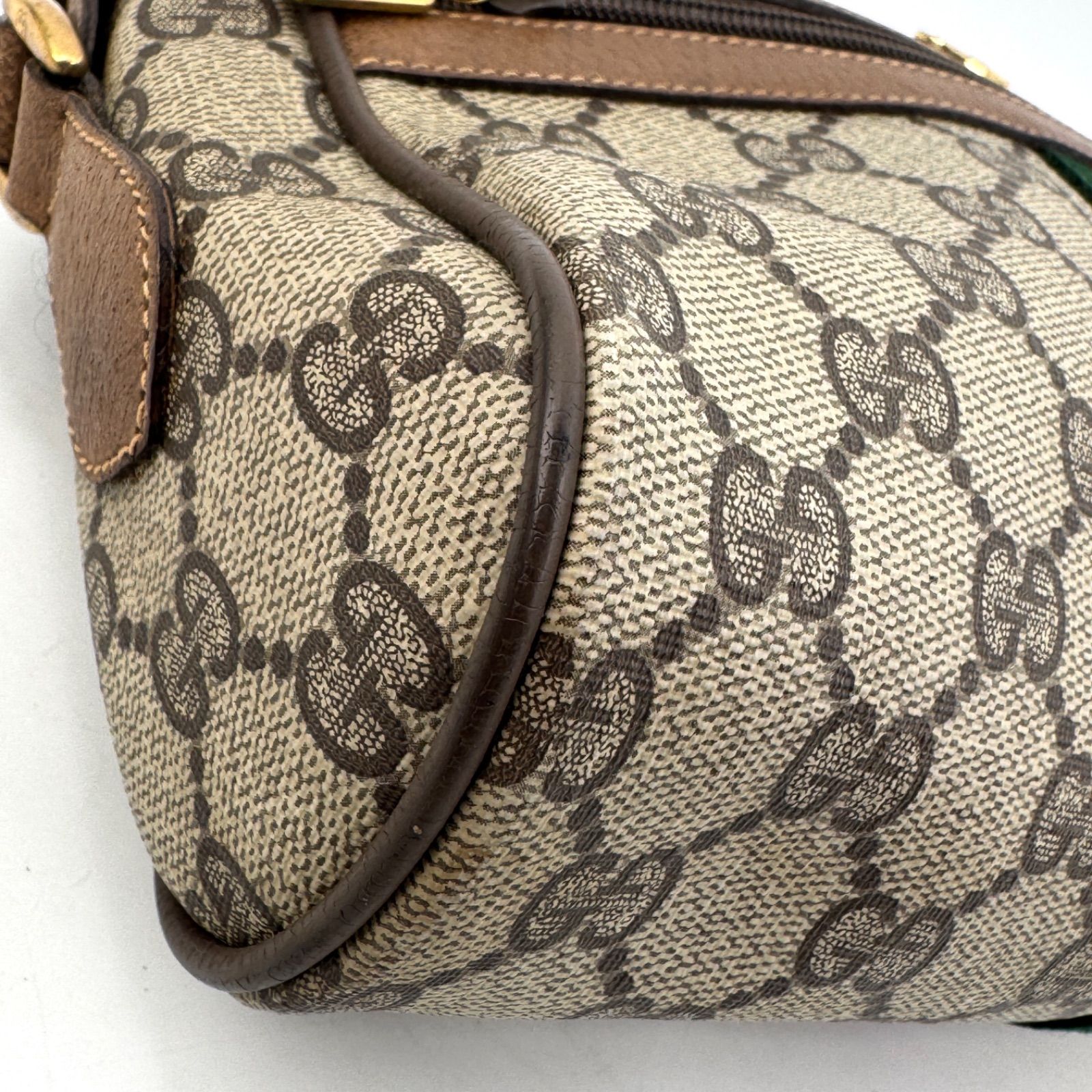 美品 GUCCI オールドグッチ シェリーライン PVC ショルダーバッグ 茶 