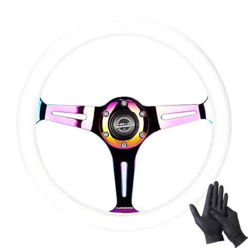 ★新品★NRG Innovations ST-015 ウッド ステアリング ホイール MC-WT ネオクロム ホワイト US直輸入 並行輸入品 車 カーアクセサリー 純正品 GOニトリルグローブ付