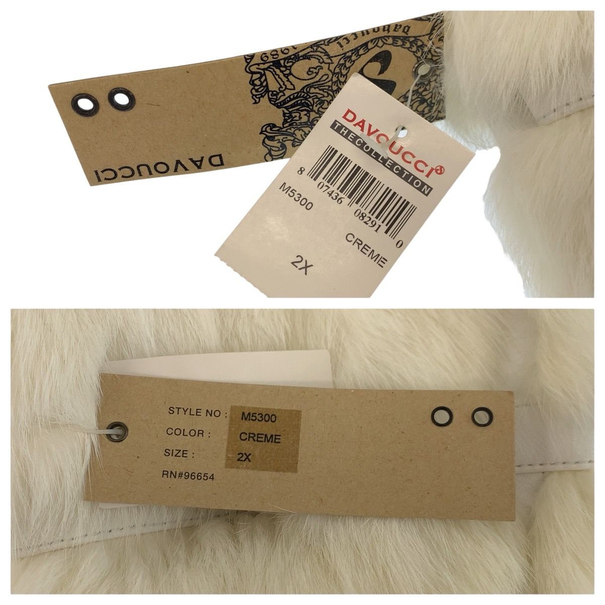 美品 DAVOUCCI ダボーチ サイズ2XL クリーム アイボリー ラビット