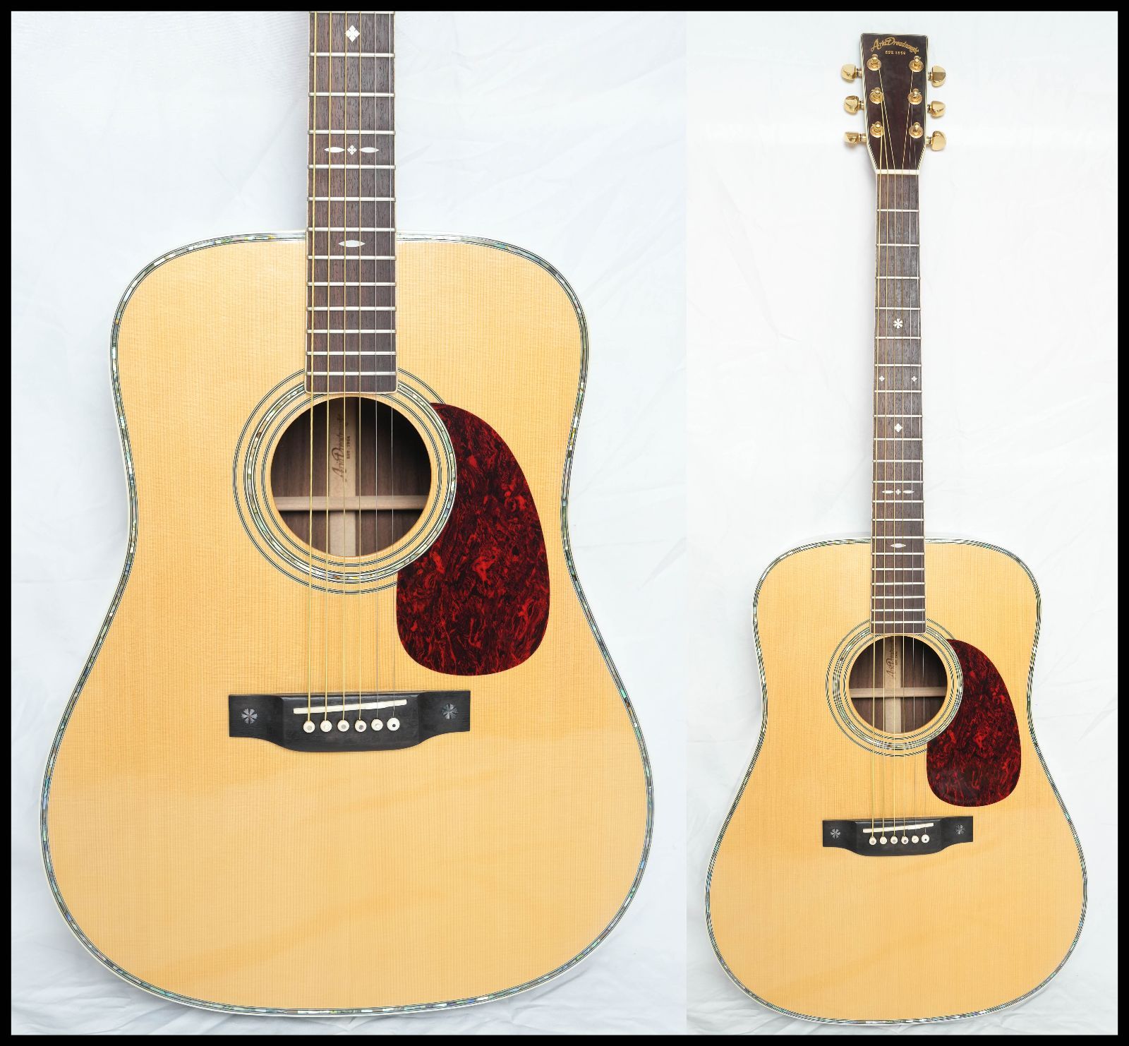 ★Aria Dreadnought AD-80 Natural オール単板モデル D-42 Style 美品 ハードケース付★