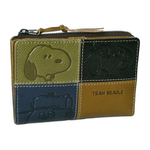 [ピーナッツ] スヌーピー SNOOPY 財布 二つ折り財布 本革 TEAM BEAGLE R 束入れ レディース メンズ 73441 (オリーブ)pms 528b928a