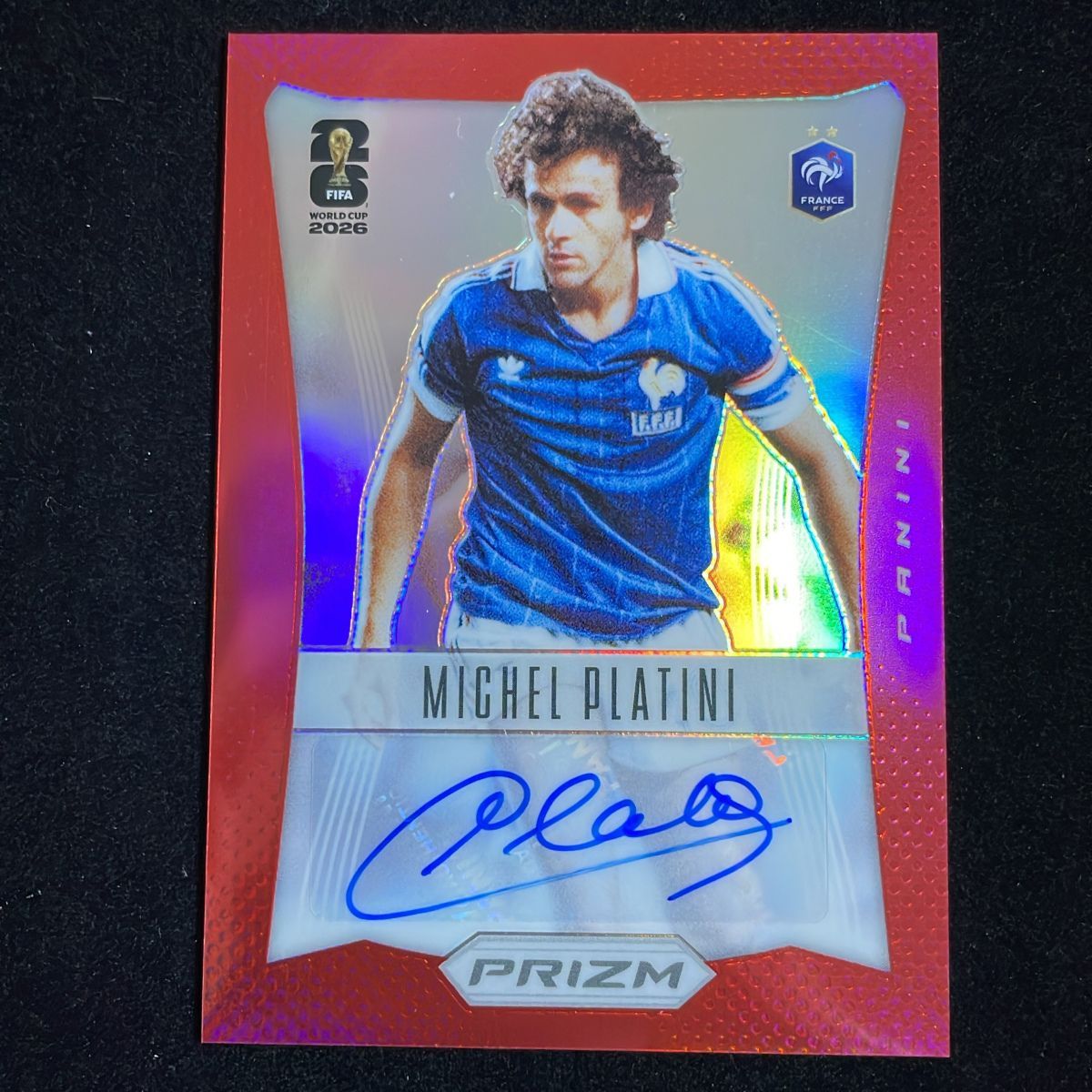 Michel Platini ミシェル・プラティニ Panini Prizm FIFA World Cup Flashback 2026 /99 Red Prizm Auto 直筆 サイン France