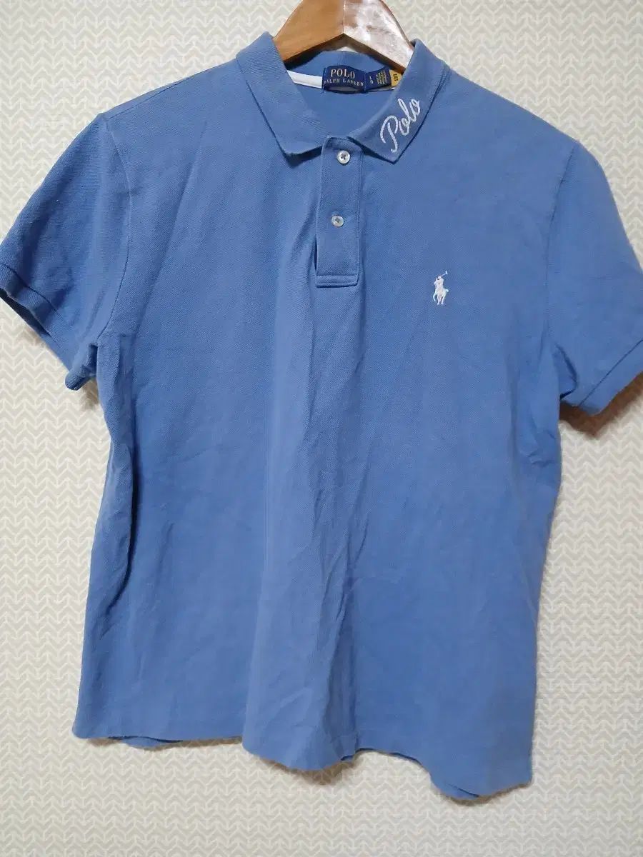 ポロラルフローレン 半袖 カラーTシャツ ブルー スリム L