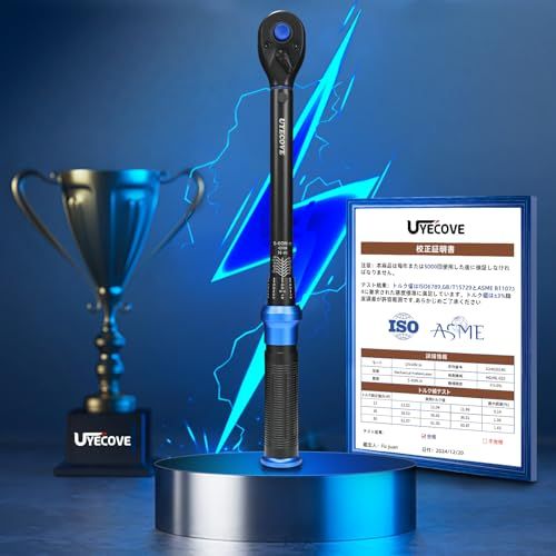 N★UYECOVEトルクレンチ バイク プレセット型 差込角9.5 mm (3/8インチ) 5-60N.m オートバイトルクレンチ 車 エンジン バイク修理工具 作業工具 機械の整備 高精度 ±3％ ダブル目盛り 左右回転 72ギア 5°送り 05a14576