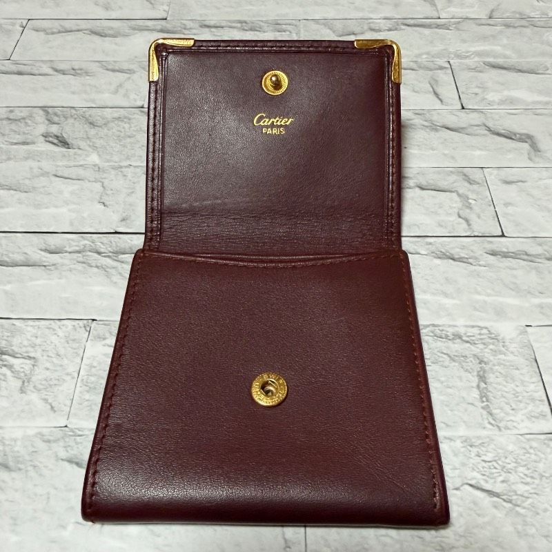Cartier カルティエ コインケース ボルドー レザー マストライン 小銭