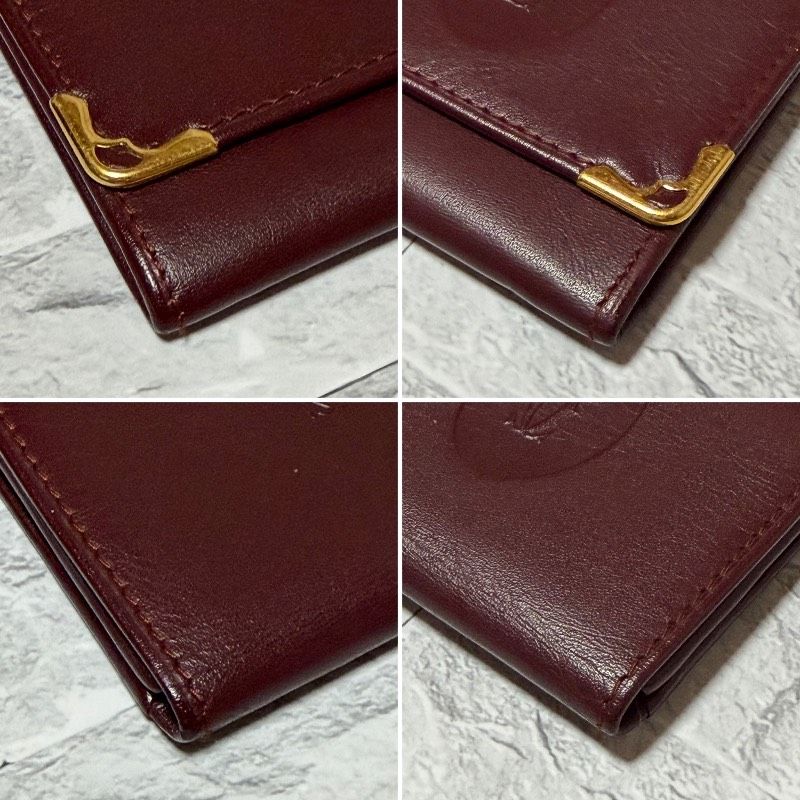 未使用 カルティエ マストライン 小銭入れ ケース ゴールド金具 ボルドー Cartier カルティエ コインケース ボルドー レザー マストライン 小銭