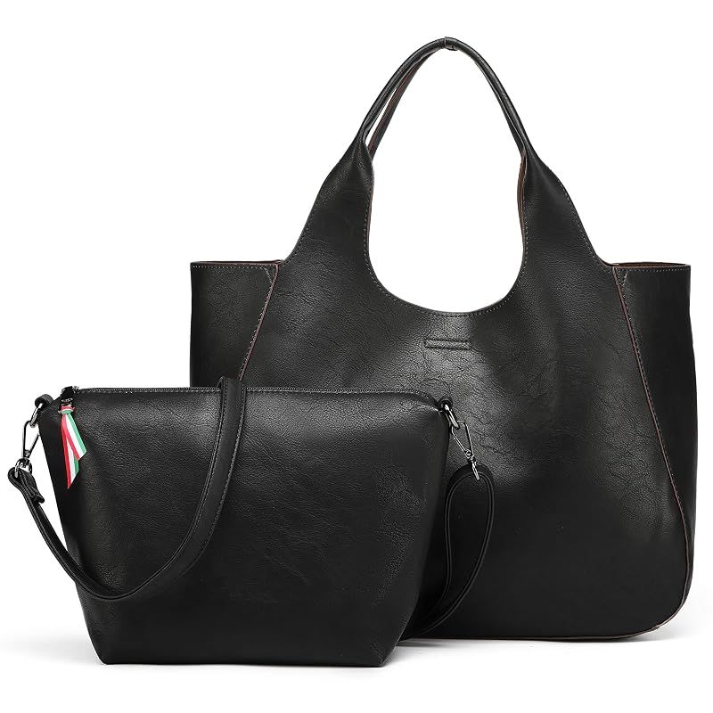 【グッシオ ベーシック】雑誌掲載商品 3WAY トートバッグ x ショルダーバッグインバッグ セット PUレザー 軽量 大容量 A4対応 レディース 120486(ブラック)