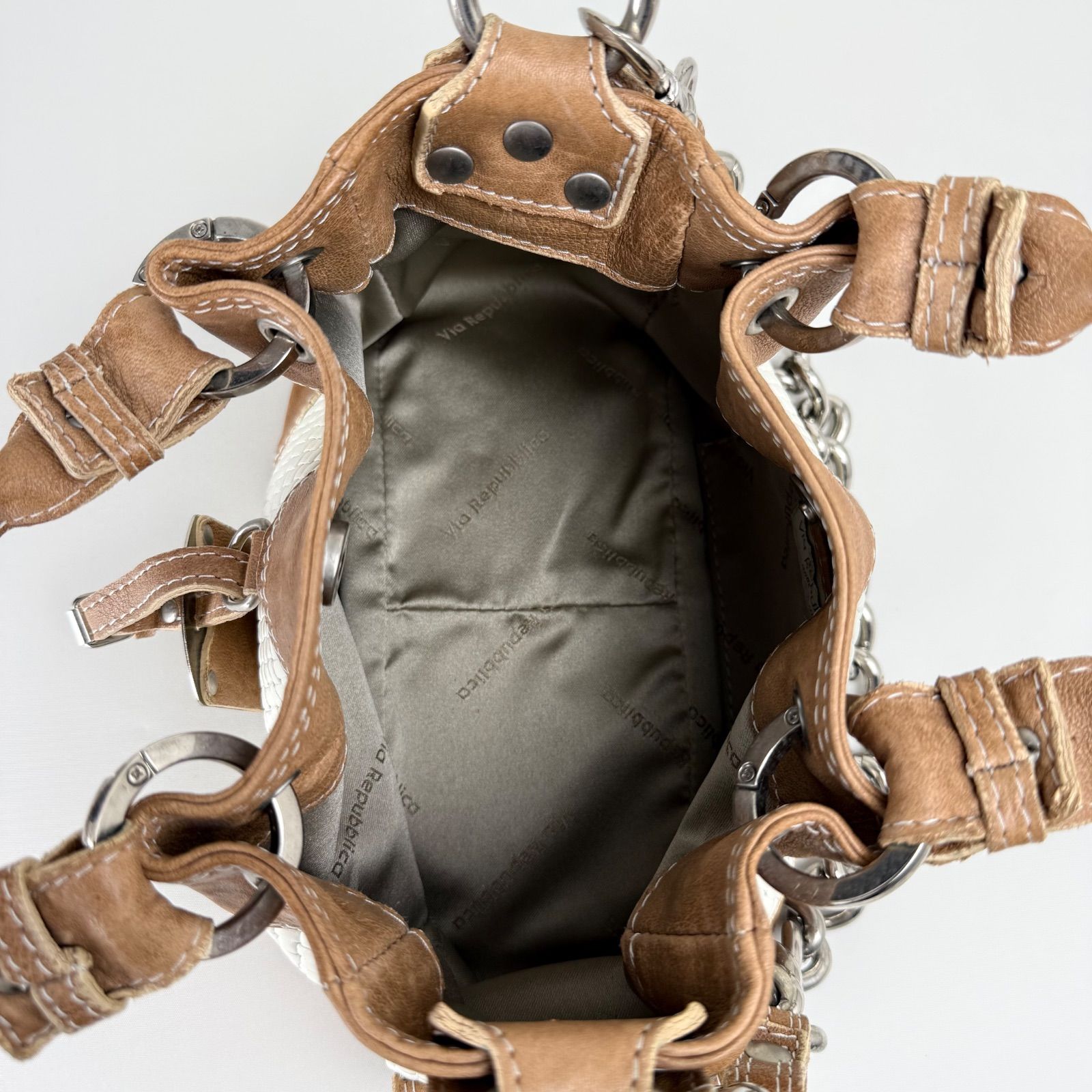 Via Repubblica y2k italy archive Leather chain shoulder bag ヴィア 