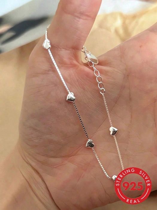ジュエリー レディース ブレスレット チェーンブレスレット 1個 ヴィンテージ ミニマリスト かわいい 感 エレガント つやつや ハートブレスレット、女性、彼女、恋人の日常着用に適し、ジュエリーギフトにもなります