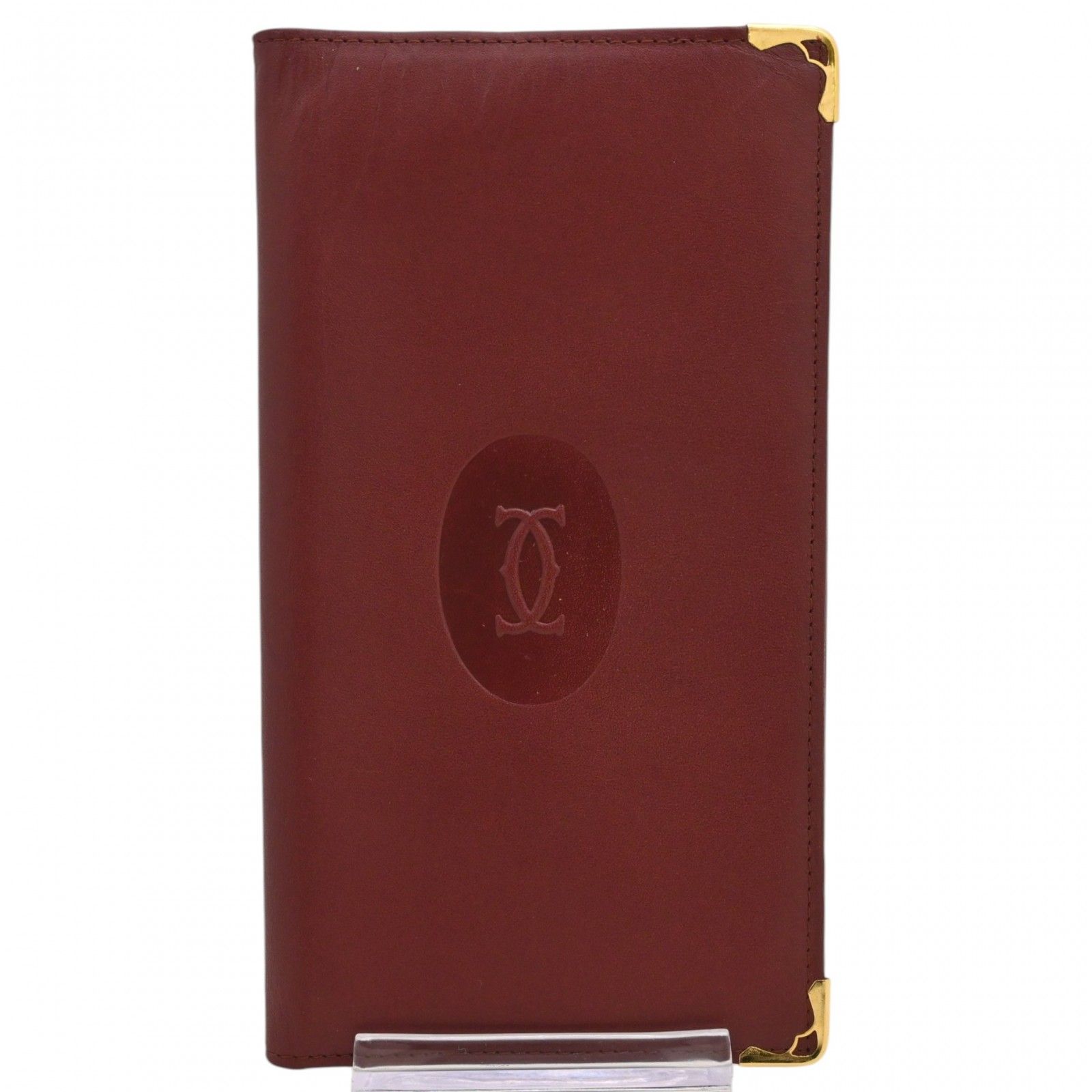 【中古】カルティエ マストライン 長財布 ボルドー ゴールド金具 ロゴ Bランク ca8504gf