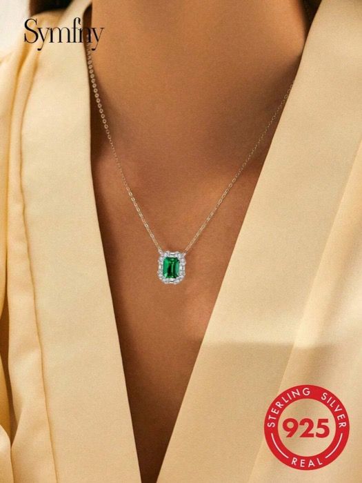 ジュエリー レディース ネックレス ペンダントネックレス 1個 シルバー エレガントなグリーン ネックレスペンダント