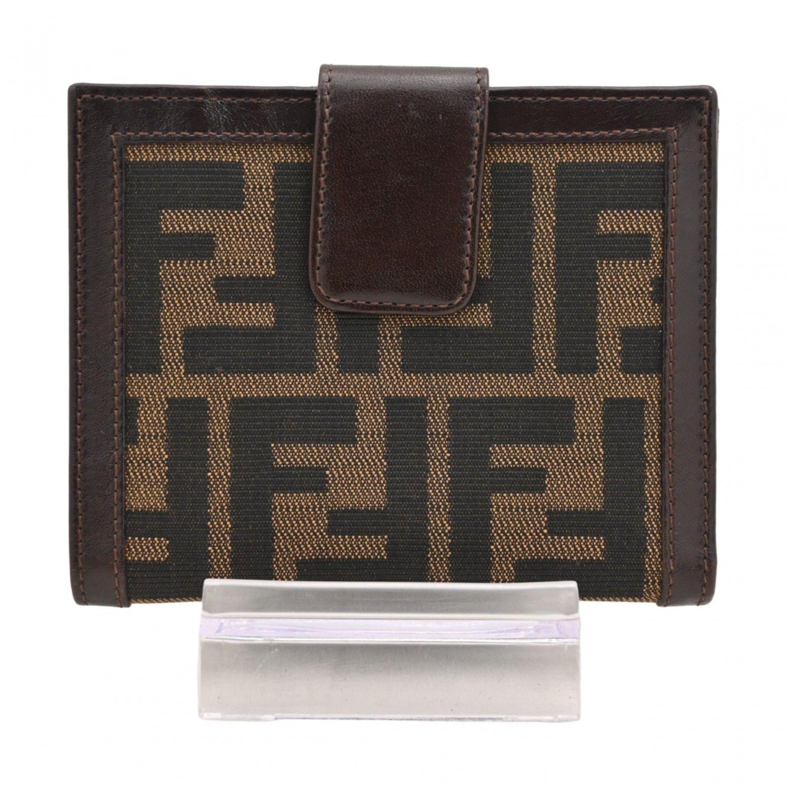 【中古】フェンディ ズッカ 二つ折り財布 FFロゴ ブラウン Aランク fe8416cc