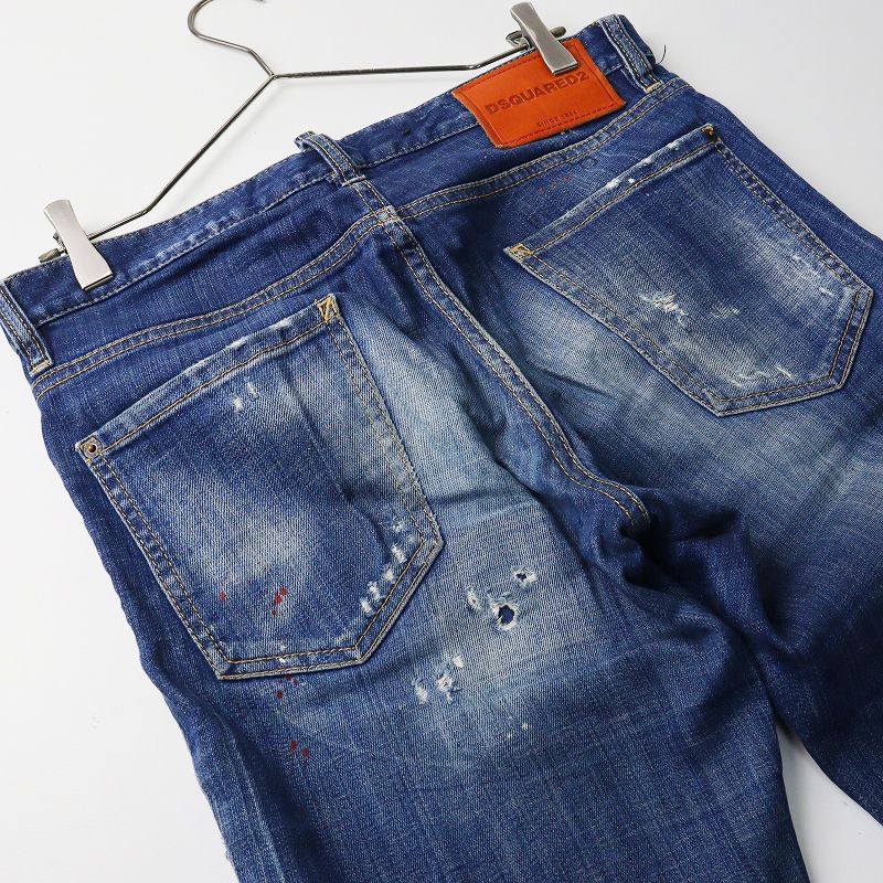 イアリア製 JPタグ ディースクエアード DSQUARED2 Slim Jean ダメージ加工 スリムデニムパンツ 44 インディゴブルー┃//【2400015074030】 イアリア製 JPタグ ディースクエアード DSQUARED2 Slim Jean ダメージ