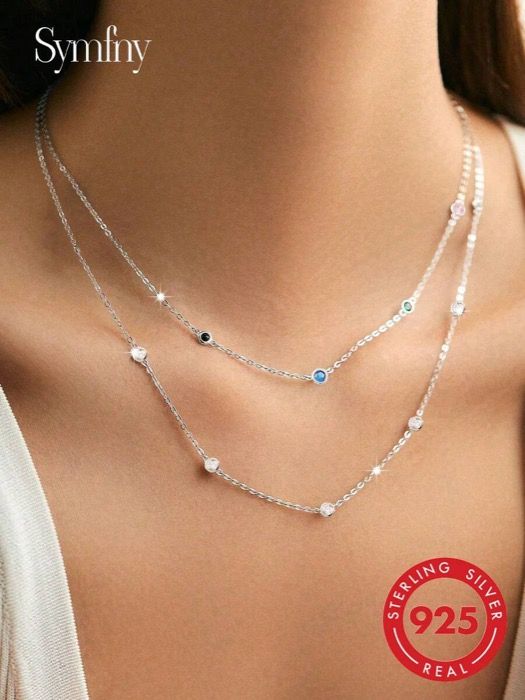 ジュエリー レディース ネックレス レイヤードネックレス 1個 パーソナライズ ダブルレイヤー カラフル 星空ネックレス、女性の日常着、デート、ギフトに適しています