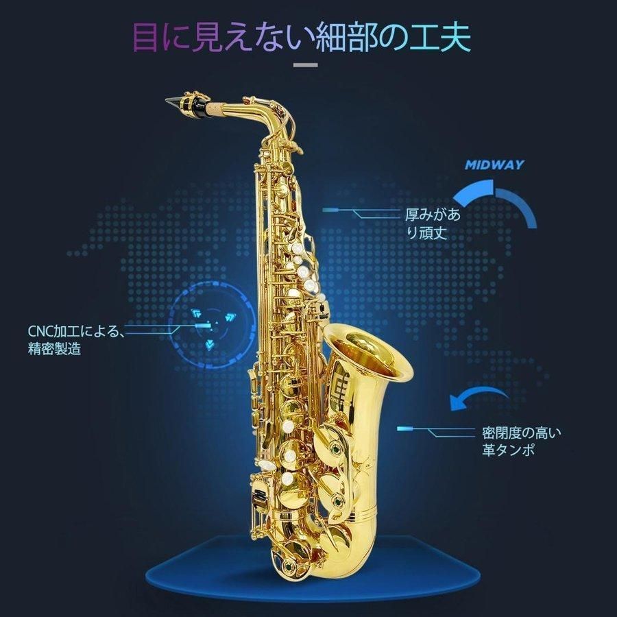 アルトサックス 初心者 11点セット E Saxophone ゴールドラッカー 