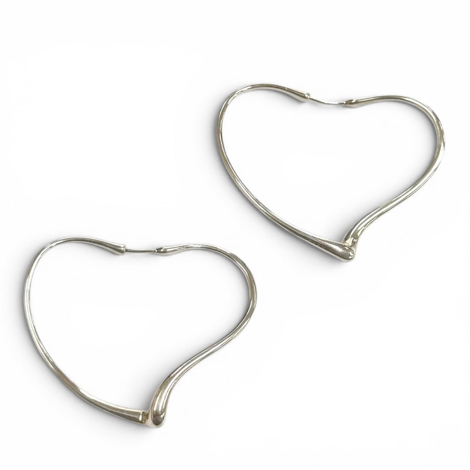 美品★TIFFANY&Co. ティファニー エルサペレッティ オープンハート フープピアス ミディアム AG925 シルバー 重量8.9g 箱・保存袋付き