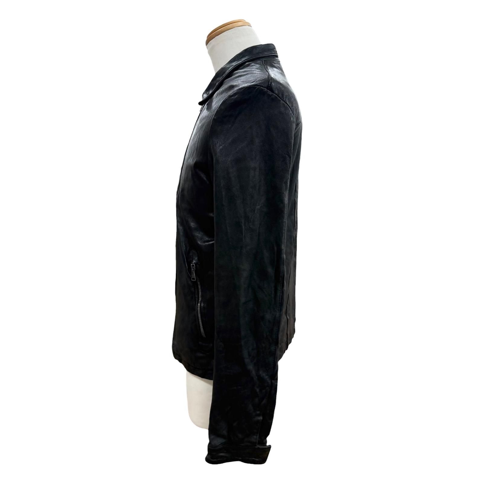 美品▼GIORGIO BRATO ジョルジオブラット GU18F5655V 羊革 ラムレザー WZIPUP ライダースジャケット ブラック 48 伊製 正規品 メンズ 美品▽GIORGIO BRATO ジョルジオブラット GU18F5655V 羊革 ラムレザー