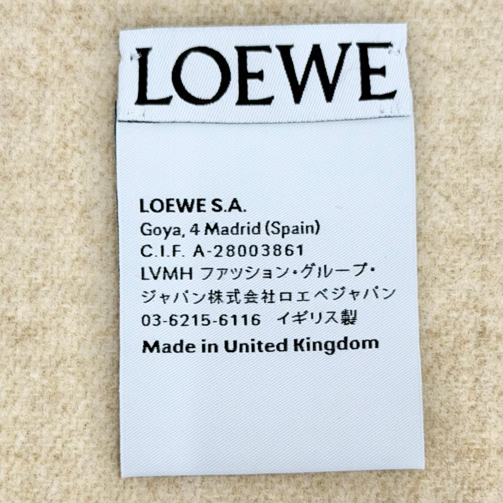 極美△LOEWE ロエベ ウール カシミヤ アナグラムロゴレザーパッチ