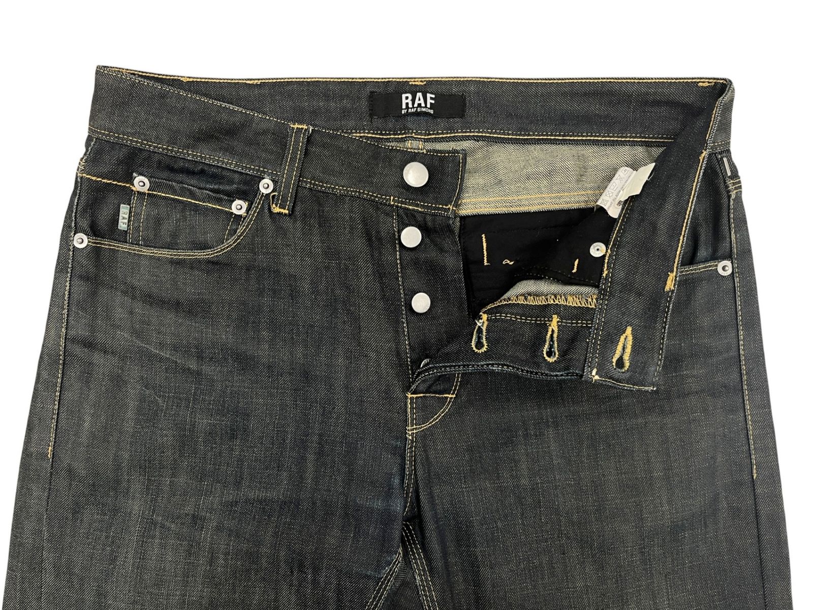 ラフバイラフシモンズ 08AW サークルパッチ　ストレートデニム　30 RAF BY RAF SIMONS (ラフバイラフシモンズ) デニムパンツ ストレート