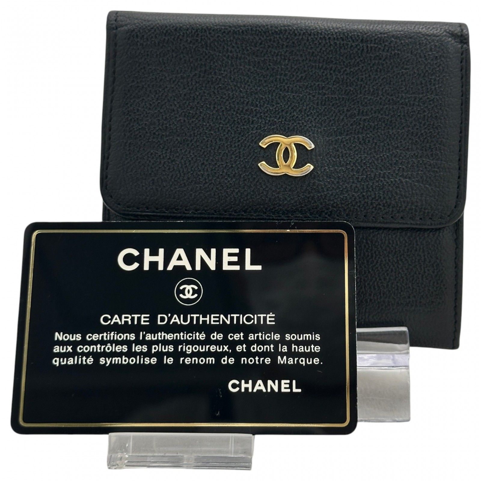 【中古】シャネル 三つ折り財布 ココマーク ダブルホック ブラック レザー ゴールド金具 Bランク ch5819gr 26,780円