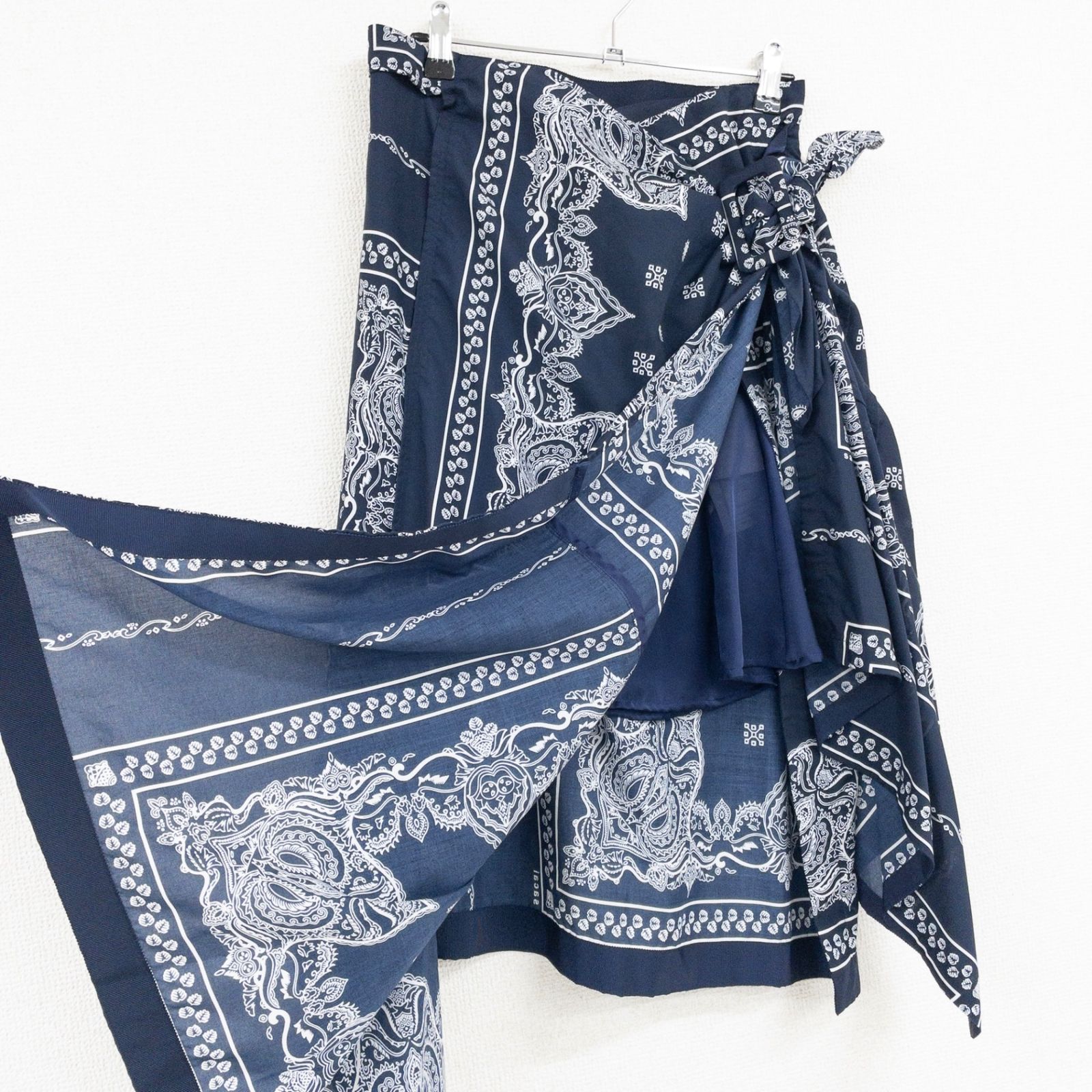 sacai サカイ スカート 変形 ラップ ペイズリー バンダナ 総柄