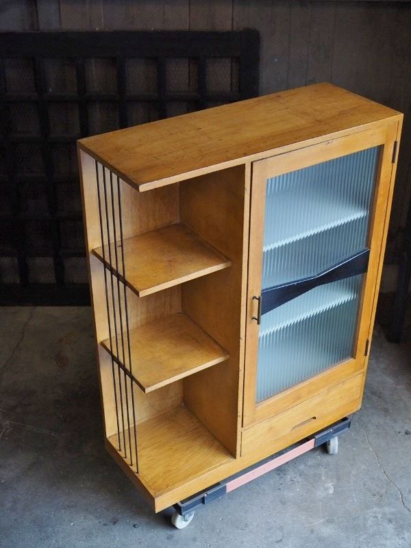 【珍品】昭和レトロ 変形デザイン 本棚 / ジャパンヴィンテージ ブックシェルフ 古道具古録展 送料無料　中古 品番S111802