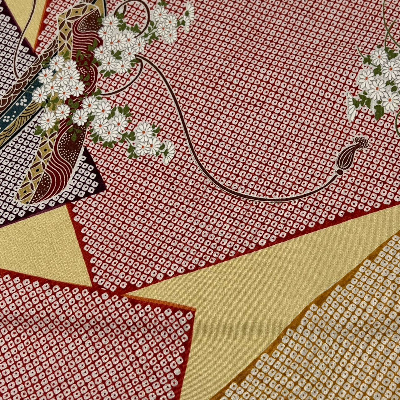 MA15 小紋 5枚まとめ セット 正絹 ちりめん 茶系 しつけ糸 辻が花 青海