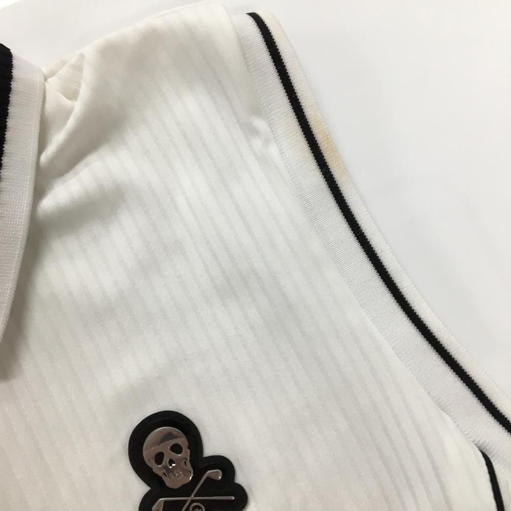 美品】マークアンドロナ ノースリーブポロワンピース 白×黒 T-LINE