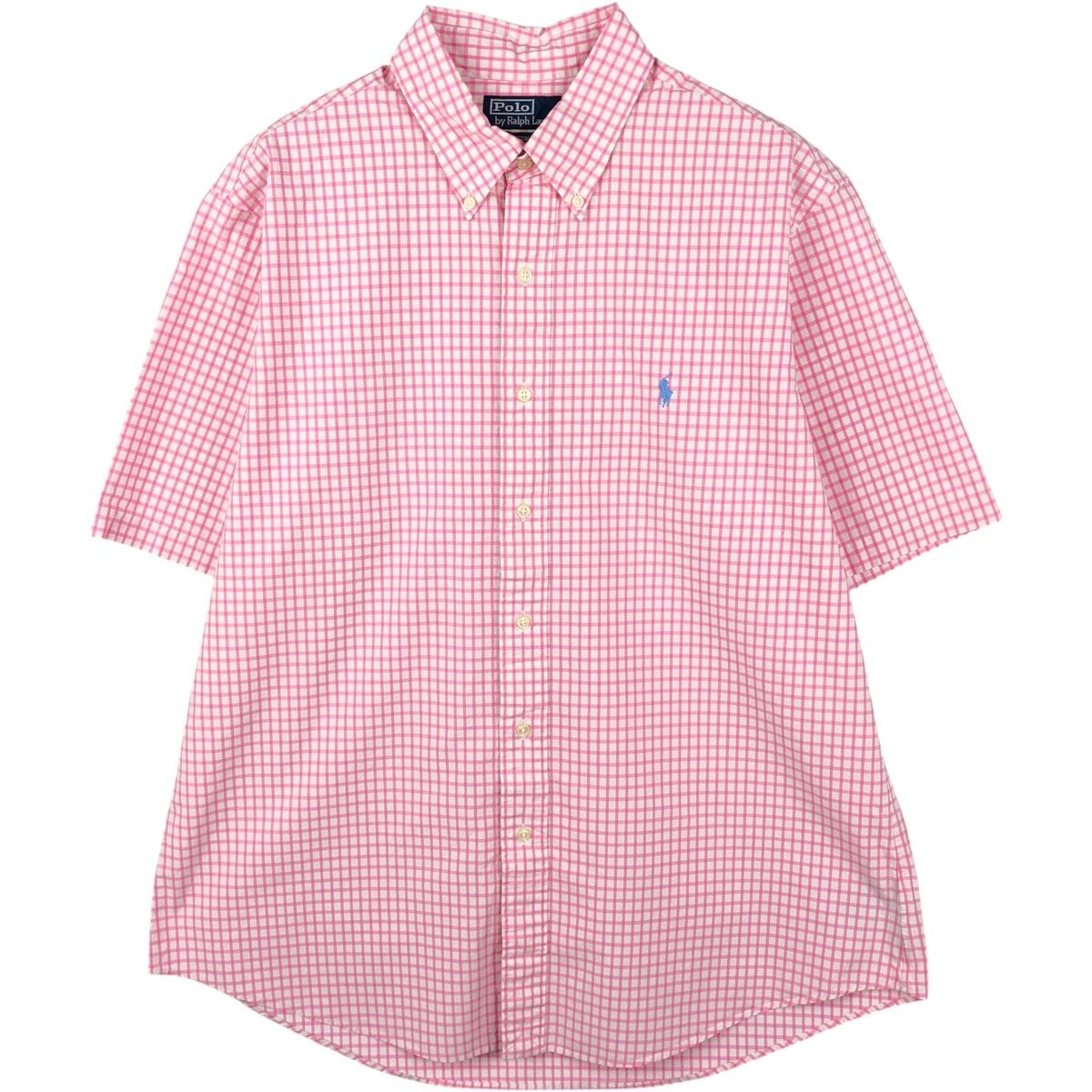 古着 ラルフローレン Ralph Lauren POLO by Ralph Lauren CUSTOM FIT ギンガムチェック 半袖 ボタンダウン チェックシャツ/eaa660129