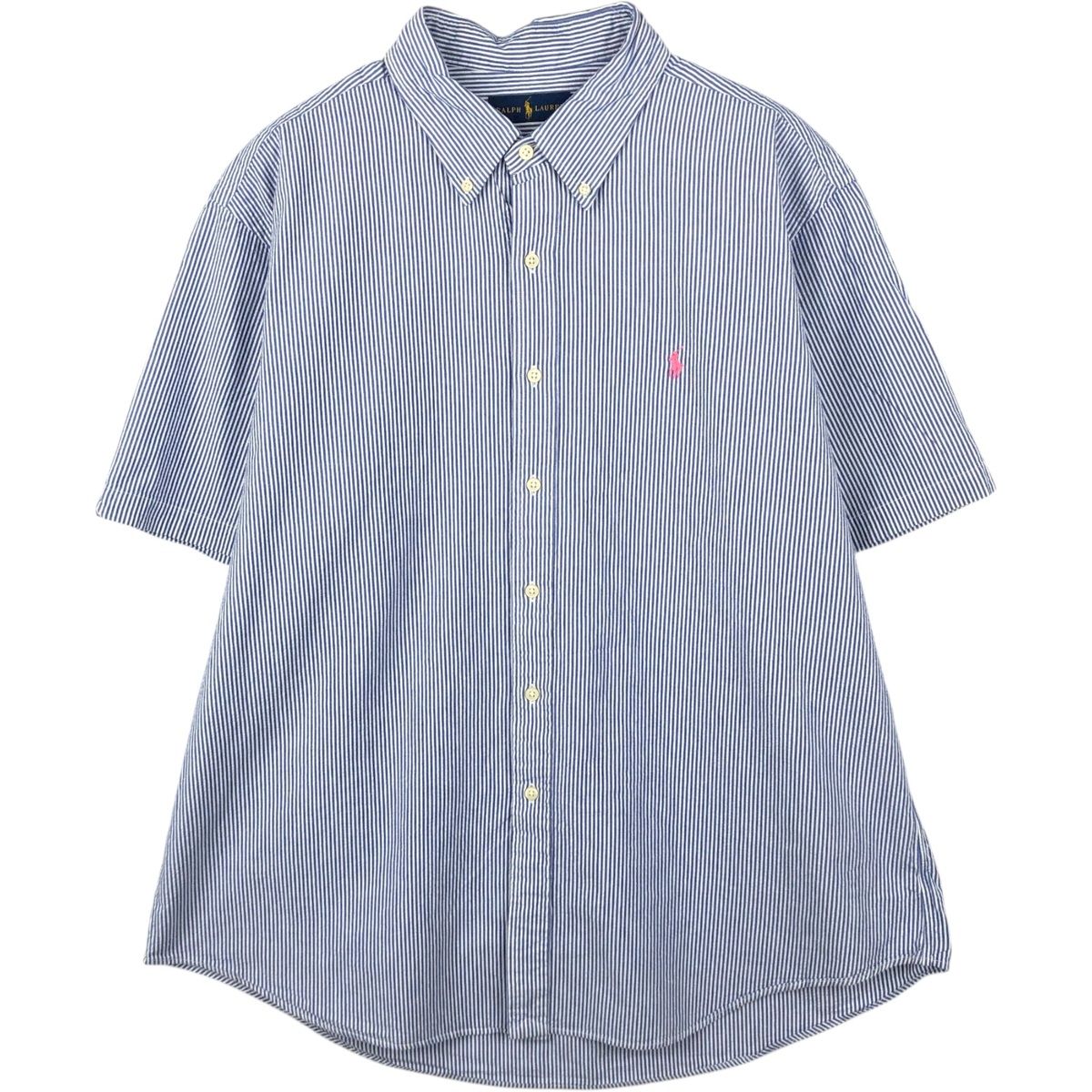 古着 ラルフローレン Ralph Lauren RALPH LAUREN 半袖 ボタンダウン ストライプシャツ メンズXXL相当/eaa660139
