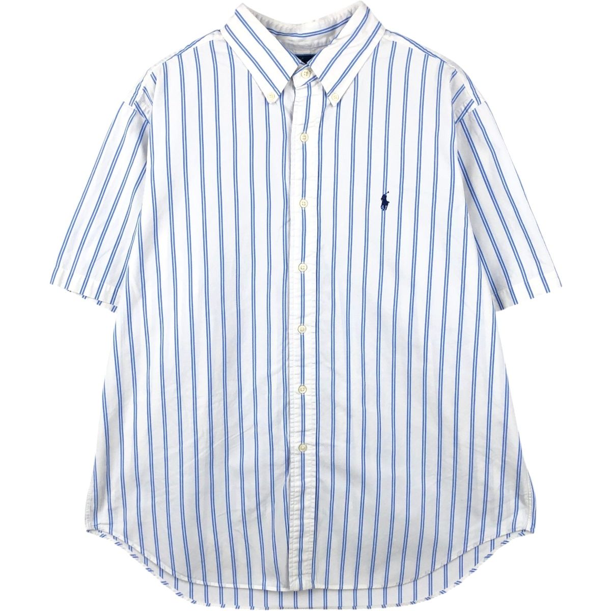 古着 ラルフローレン Ralph Lauren CLASSIC FIT クラシックフィット 半袖 ボタンダウン ストライプシャツ メンズXL相当/eaa660132