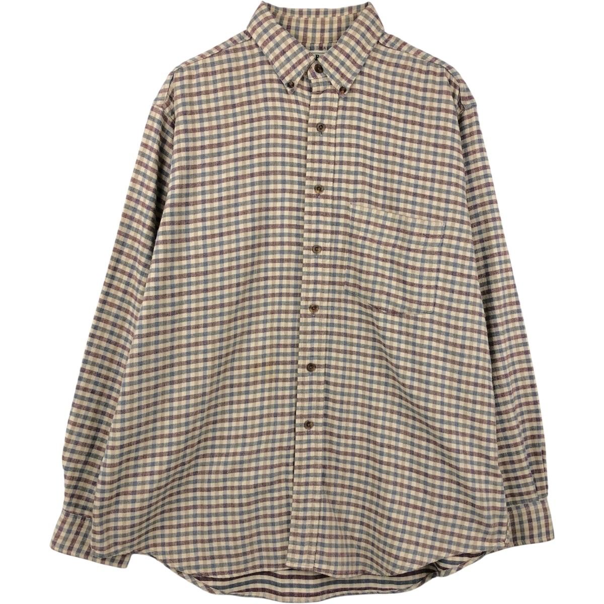 古着 エルエルビーン L.L.Bean 長袖 ボタンダウン ライトネルチェックシャツ カナダ製 メンズL相当/eaa650503