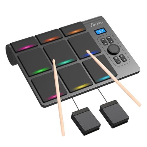 電子ドラム 9パッド 電子ドラムパッド ベロシティ感知 LEDドラムパッドライト MIDI対応 PC/Mac接続対応 初心者 日本語説明書付き (TD02)mt 37b44a40