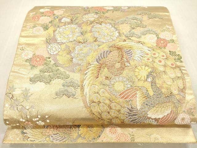 平和屋本店▼六通柄袋帯　唐織　麗姿芳薫丸文　本金箔　正絹　逸品　DABH0951op