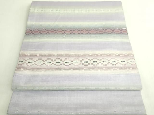 平和屋着物●極上　太鼓柄袋帯　花織　紬地　横段文　反端付き　逸品　DZAB7279kh6