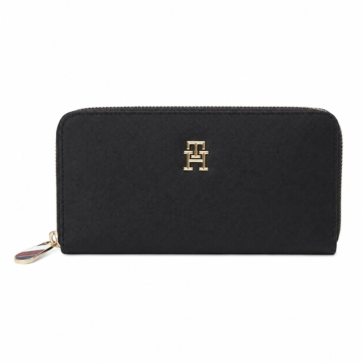 【ギフト対応可】トミーヒルフィガー TOMMY HILFIGER 長財布 POPPY TH LARGE ZA BLACK GOLD ラウンドファスナー ブラック ゴールド レディース おしゃれ 人気 ブランド 誕生日 記念 プレゼント ギフト 送料無料