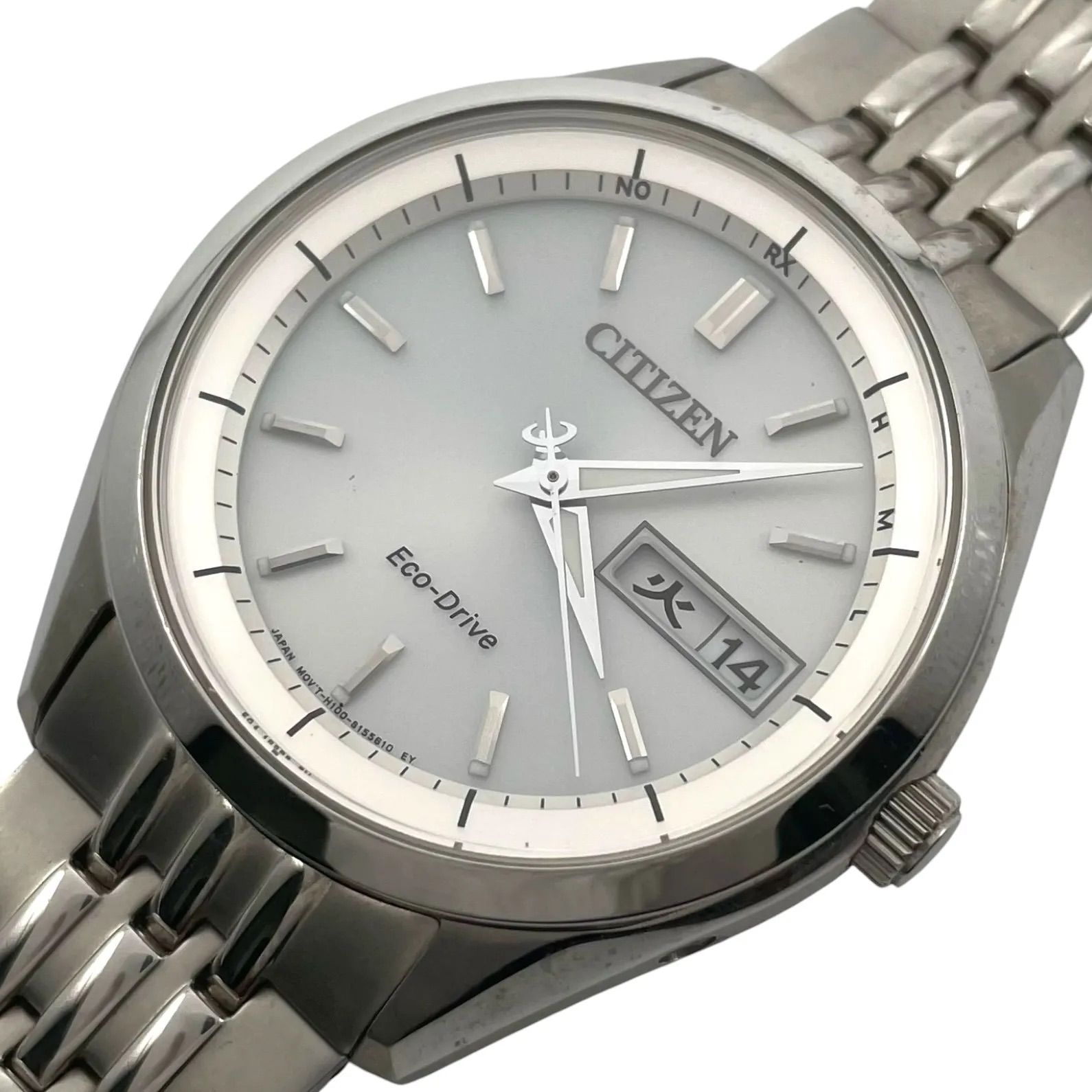 Operation/Radio Wave ◎ CITIZEN Citizen Collection Radio Wave Solar Watch White Dial Silver Metal Band Day Date Analog 3 Hands AT6060-51A H100-S113156 [m4]