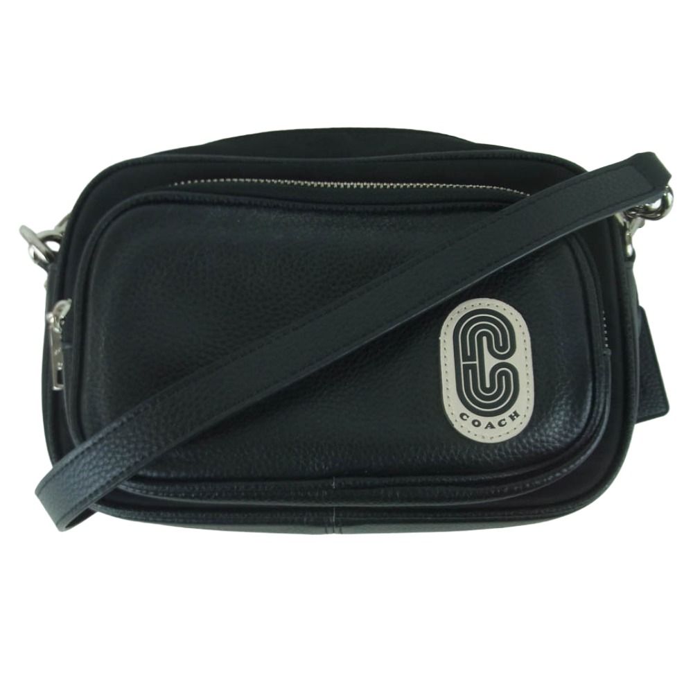 COACH コーチ M1947-91066 Cロゴ 裏地ナイロン 花柄 レザー ウエスト ポーチ ショルダー バッグ ブラック系【中古】